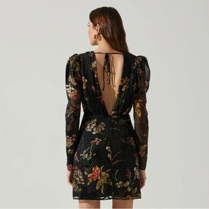 Black floral long sleeve dress